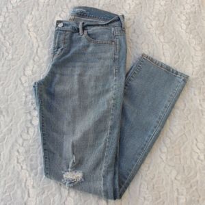 OLD NAVY LIGHT DISTRESSED DENIM STRAIGHT LEG JEANS